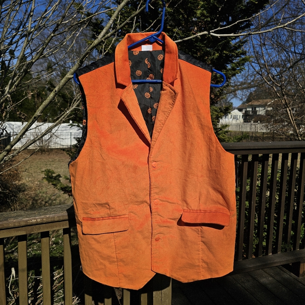 NWT Spirit Halloween Orange Suede And Pumpkin Vest